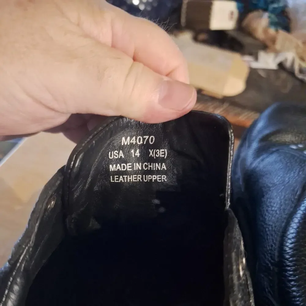 Propet Village Walker Black Leather Mens Casual M4070-Black Size 14 US X(3E)